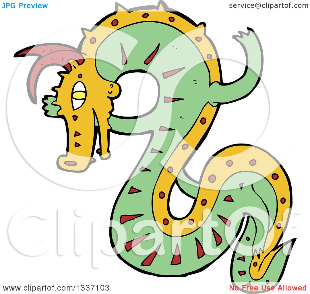 1080x1024 Clipart Of A Cartoon Green Chinese Dragon