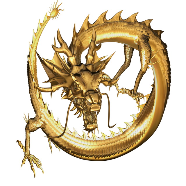 640x640 Golden Dragon 3d Model Maya Files Free Download