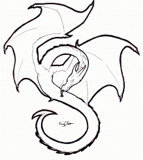 206x230 Chinese Dragon Outline By Allaeysis