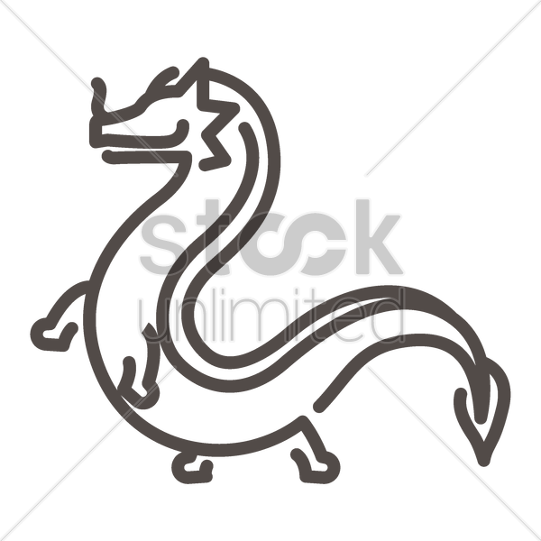 600x600 Chinese Dragon Outline Vector Image