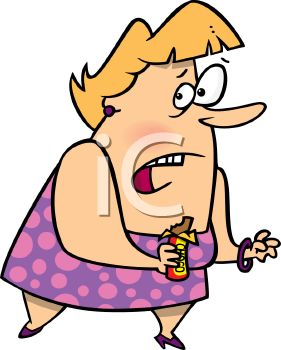 281x350 Cartoon Of A Fat Woman Getting Caught With A Chocolate Bar