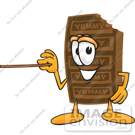 450x450 Clip Art Graphic Of A Chocolate Candy Bar Mascot Character Holding
