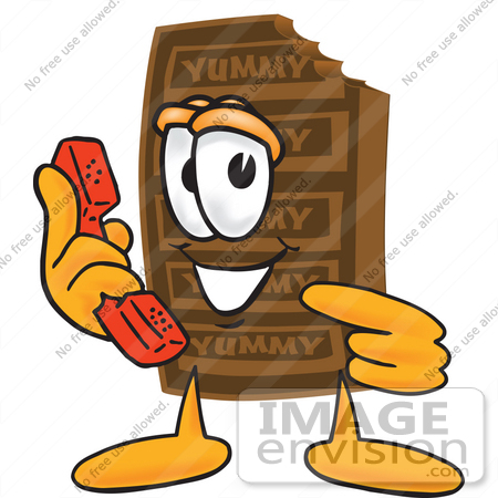 450x450 Clip Art Graphic Of A Chocolate Candy Bar Mascot Character Holding