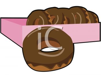 350x262 Picture Of A Box Of Chocolate Donuts In A Vector Clip Art
