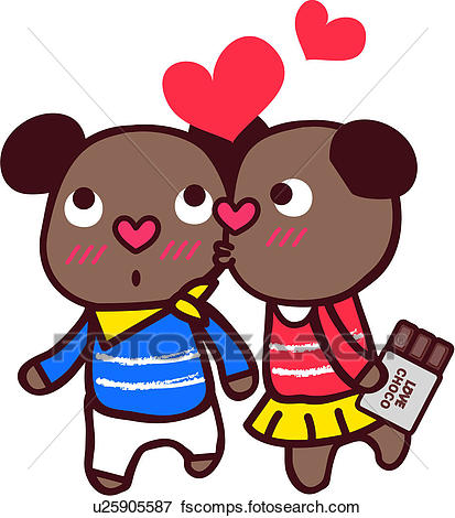 413x470 Clip Art Of Chocolate, Bear, Couple, Female, Male, Heart