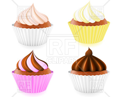 400x320 Cupcakes With Cream And Chocolate Royalty Free Vector Clip Art