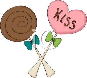 300x270 Art Image A Chocolate Lollipop And A Pink Heart Shaped Lollipop