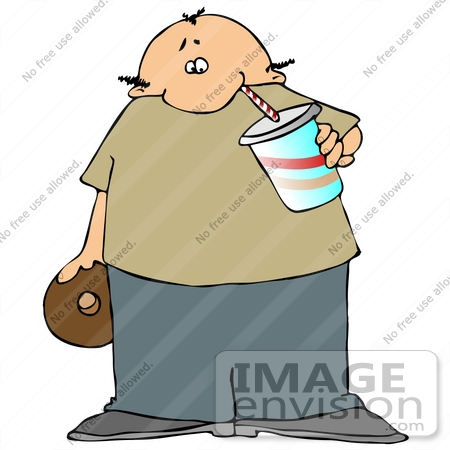 450x450 Jolly Man Eating A Donut And Drinking A Soda Or Milk Clipart