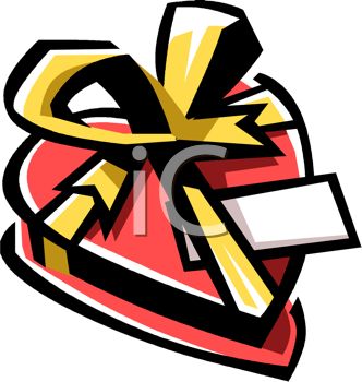 332x350 Picture Of A Cartoon Heart Shaped Box Of Chocolates With A Yellow