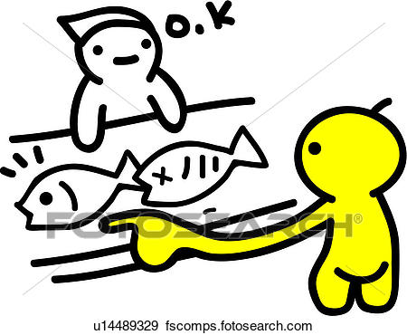 450x370 Clip Art Of Choice, Fish, Choosing, Grocery, Pointing, Fish Market