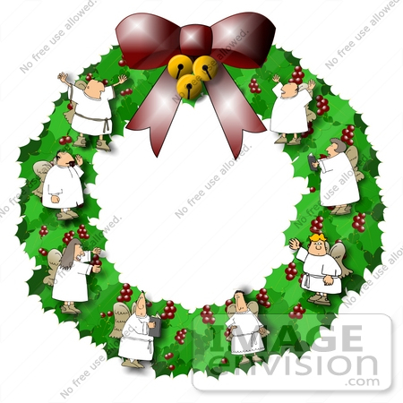 450x450 Christmas Wreath With Singing Choir Angels Clipart