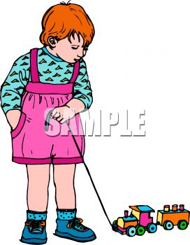 272x350 Little Girl Playing With A Toy Choo Choo Train