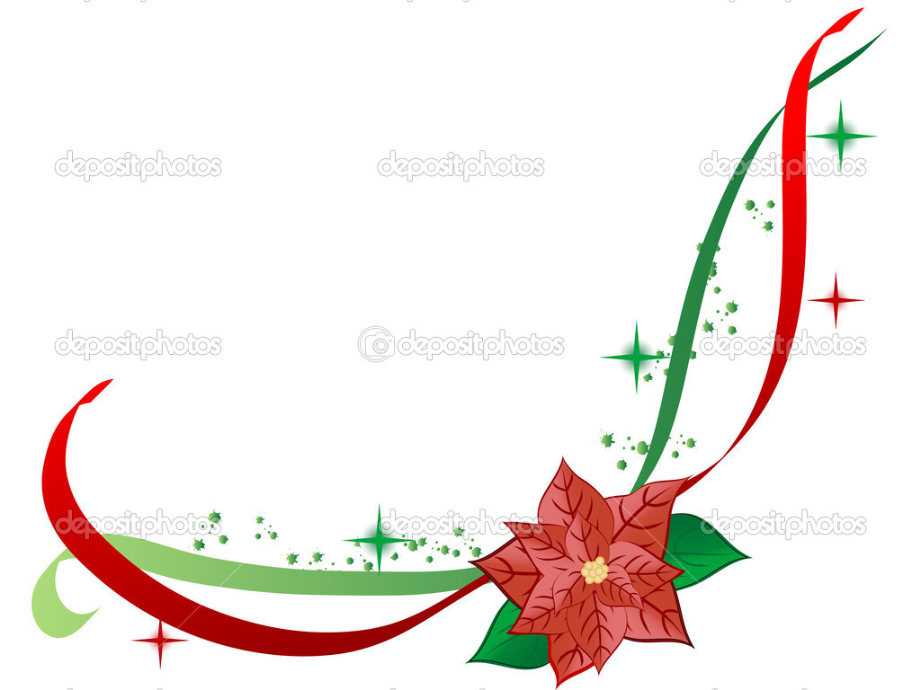 1024x768 Christmas Flowers Border Clipart