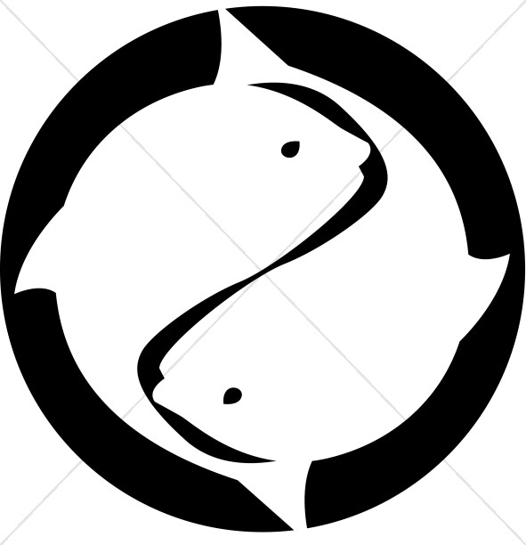 591x612 White On Black Circling Fish Symbol Christian Fish Clipart