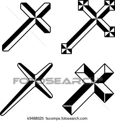 448x470 Clipart Of Vector Black Christian Crosses K9488525