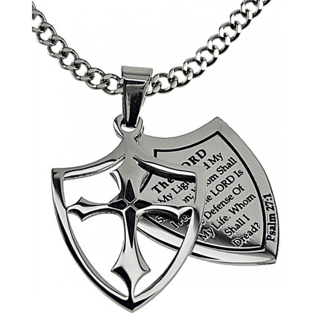 1000x1000 Necklaces 2 Piece Shield Cross The Lord Is My Light With Chain