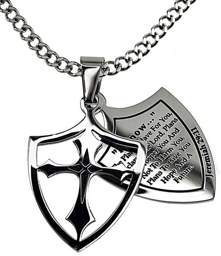 450x522 Christian Jewelry Shield Cross Black