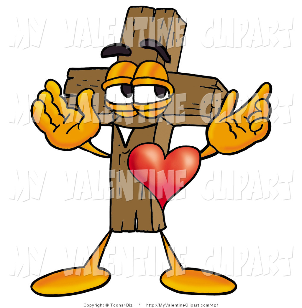 1024x1044 Valentine's Clipart Of A Romantic Wooden Christian Cross Mascot