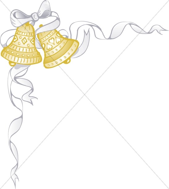 548x612 White Ribbon Wraps Around Golden Marriage Bells Christian