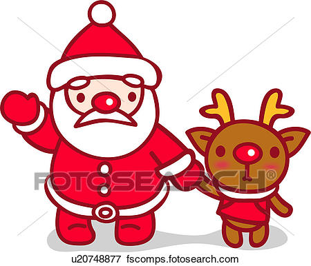 450x386 Clip Art Of Reindeer, Santa Clause, X Mas, Christmas, Animal, Red