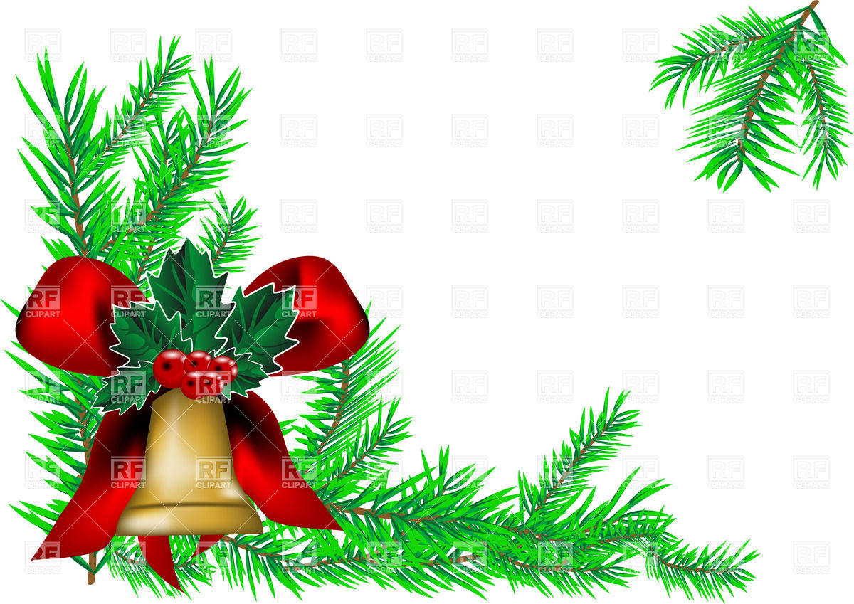 1200x849 Christmas Background With Fir Tree Branch And Bell With Bow