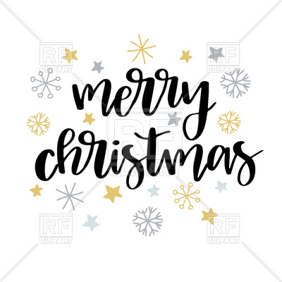 400x400 Merry Christmas Banner With Snowflakes Royalty Free Vector Clip