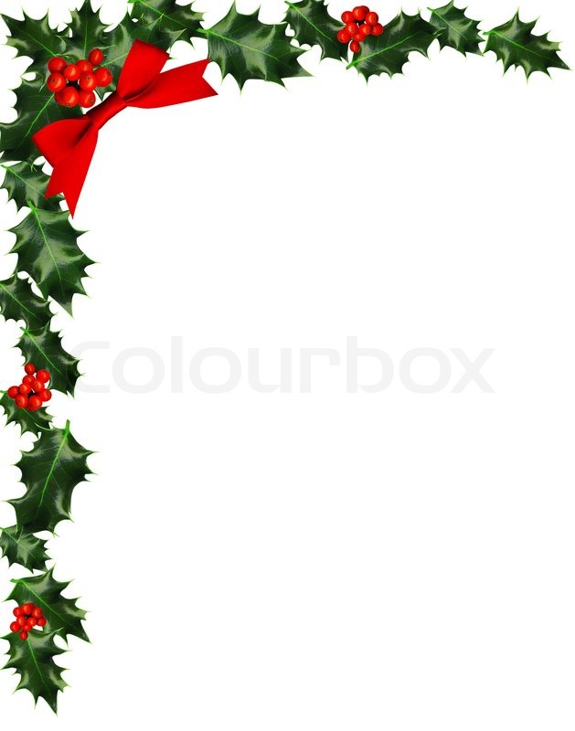 629x800 Holly With Berries Border, Copy Space Stock Photo Colourbox