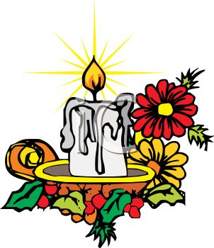 302x350 Picture Of A Burning Christmas Candle With Decorations In A Vector