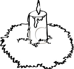300x278 And White Cartoon Of A Tabletop Wreath With A Burning Candle