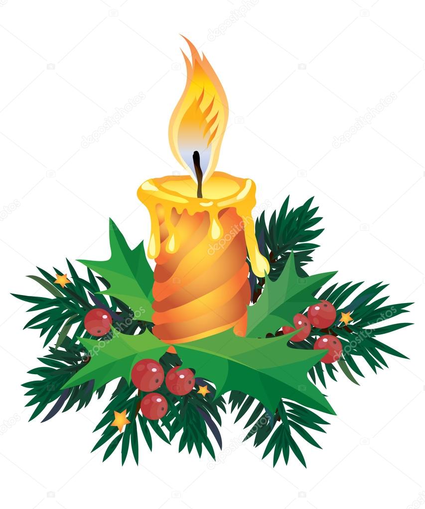 853x1023 Christmas Candle Stock Vector Ziablik