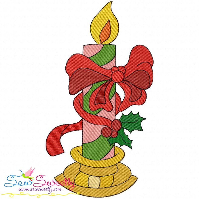 800x800 Christmas Candle 2 Machine Embroidery Design For Christmas