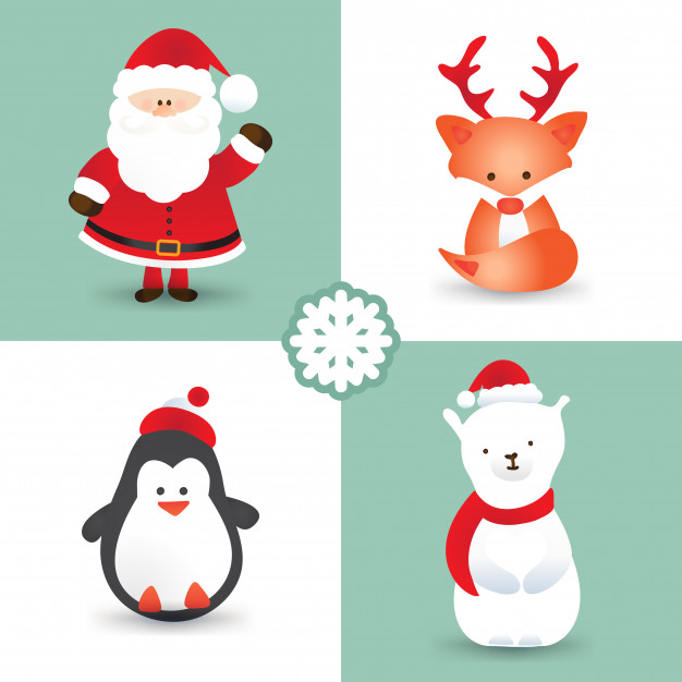 626x626 Christmas Cartoon Characters Like Santa Claus, Fox With Reindeer