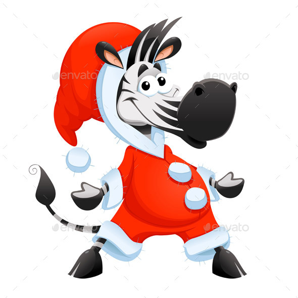 590x590 Christmas Cartoon Zebra Character By Ddraw Graphicriver