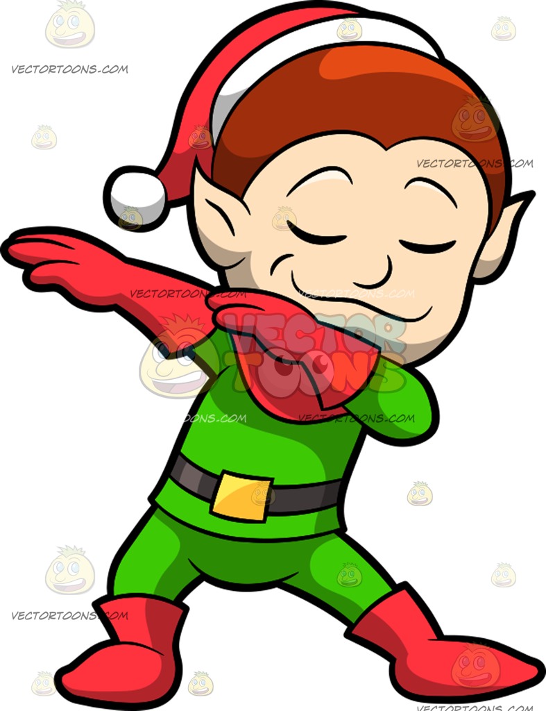 787x1024 A Dabbing Christmas Elf Cartoon Clipart