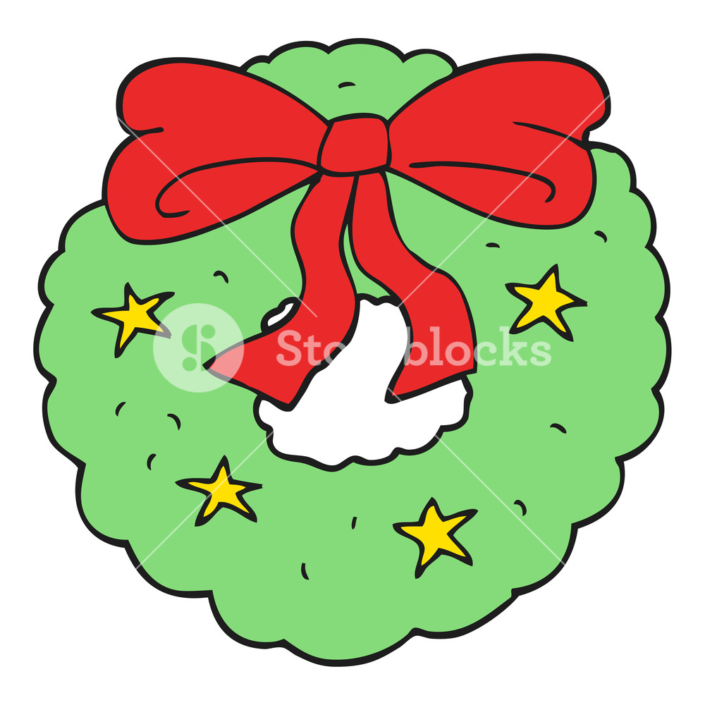 1000x1000 Freehand Drawn Cartoon Christmas Wreath Royalty Free Stock Image