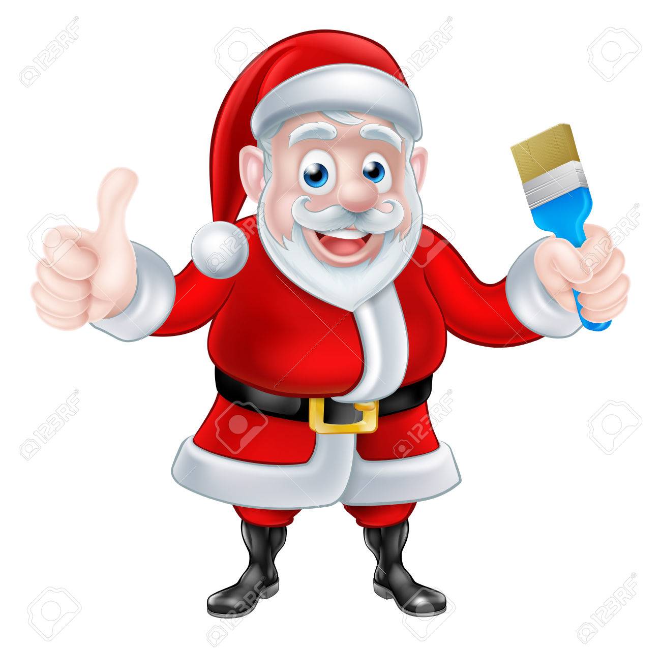 1300x1275 Christmas Cartoon Santa Claus Holding A Paint Brush And Giving