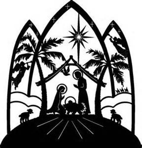 480x500 Religious Christmas Clip Art Black And White
