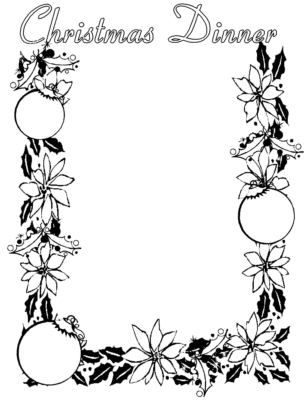 1199x1574 Black And White Christmas Clipart Borders