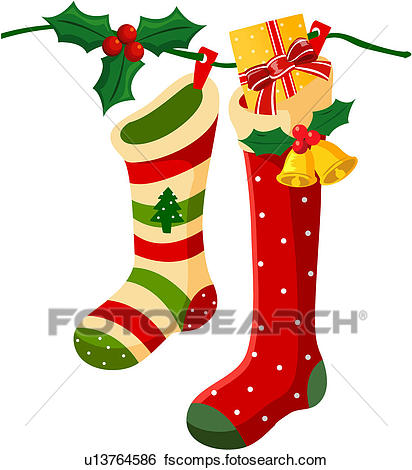 412x470 Clip Art Of Christmas Stockings U13764586