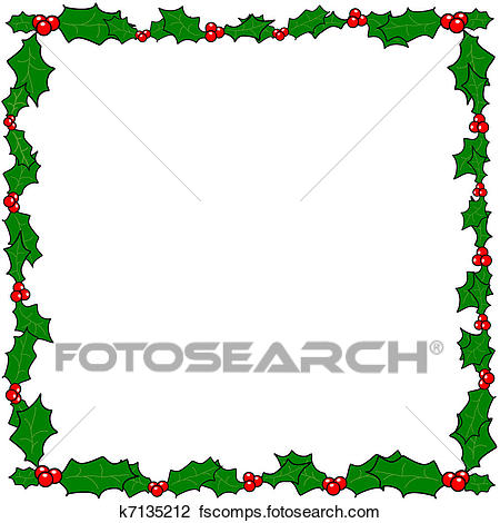 450x470 Clipart Of Christmas Holly Border Frame K7135212