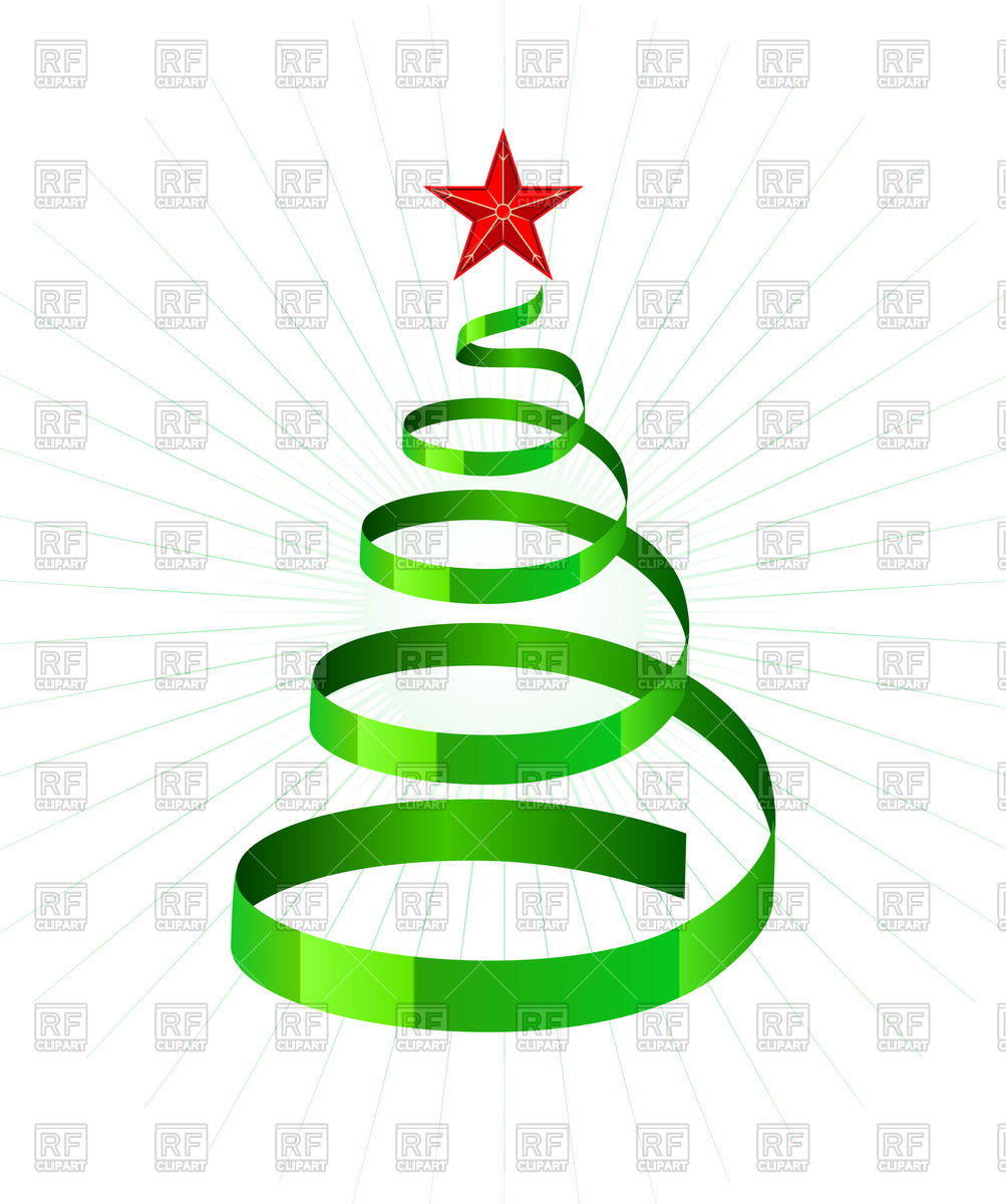 1003x1200 Green Spiral Ribbon As Symbolic Xmas Tree Royalty Free Vector Clip