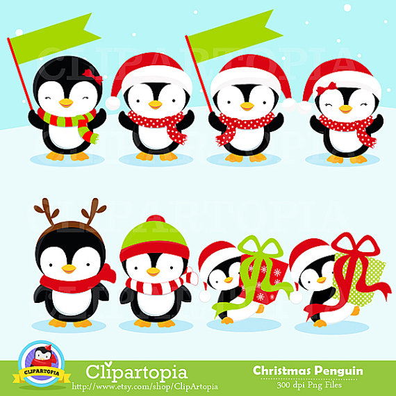 570x570 Christmas Penguin Clipart Penguin Digital Clipart Penguin