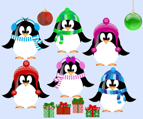570x475 Etsy Cute Christmas Penguin Clip Art For Scrapbooking By Manuna