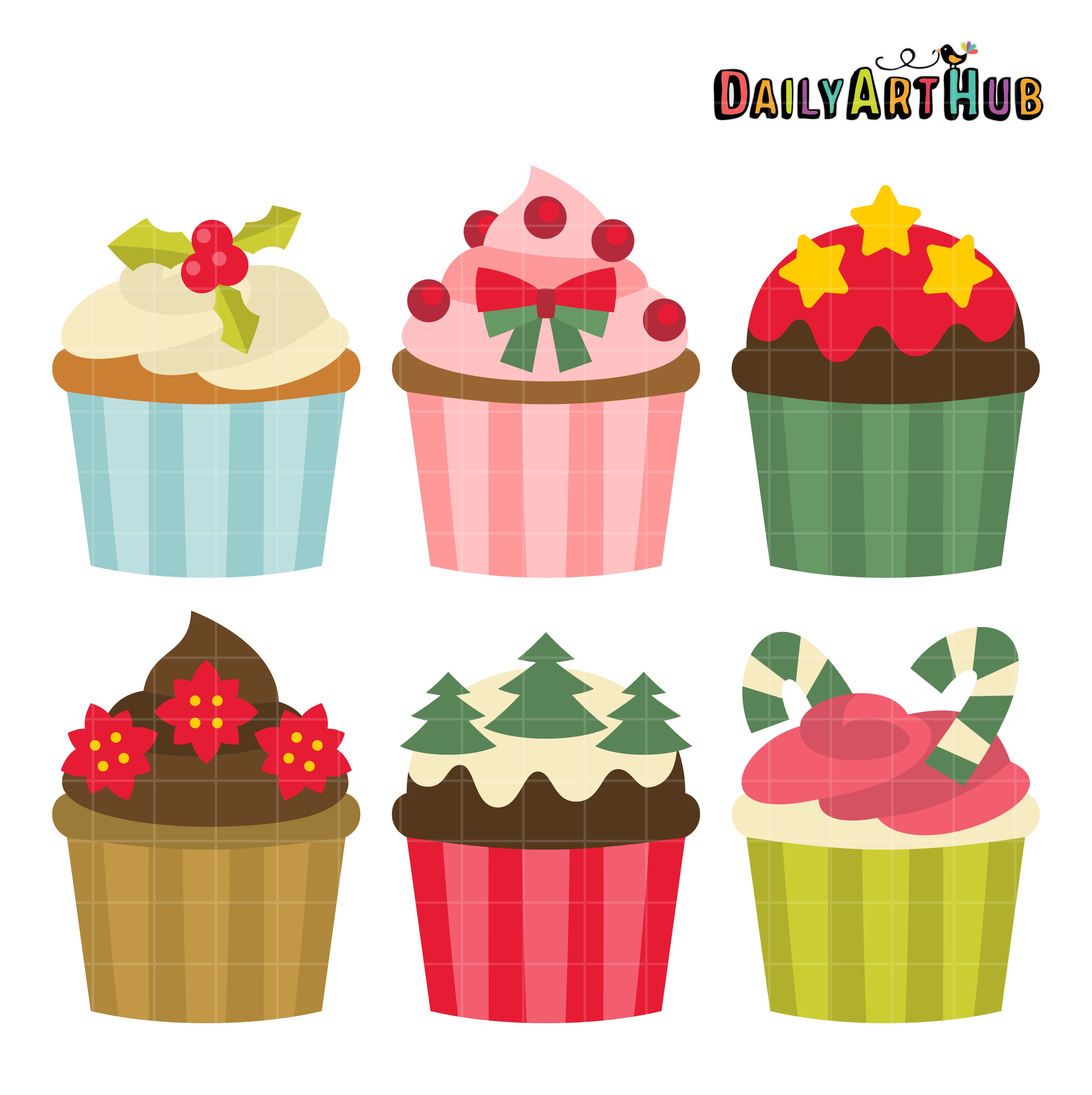 2664x2670 Christmas Cupcakes Clip Art Set Daily Art Hub
