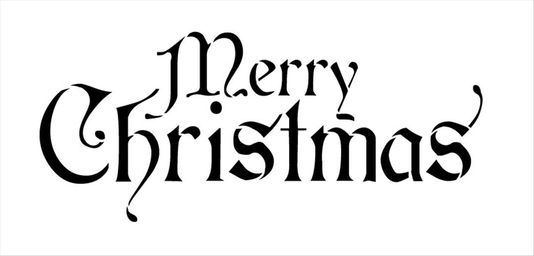 1080x518 Fancy Merry Christmas Clip Art Words Black And White
