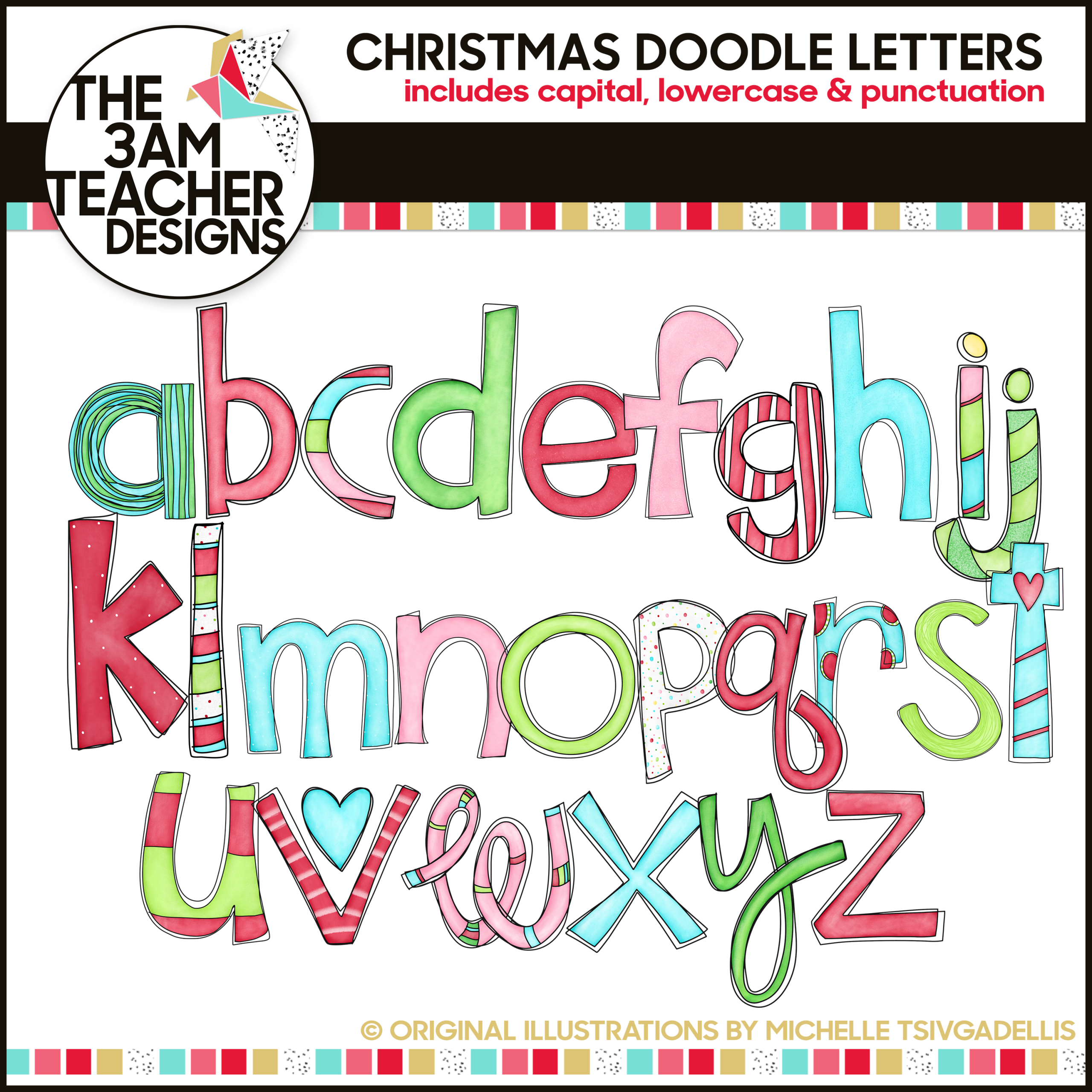 2560x2560 Clip Art Christmas Doodle Letters