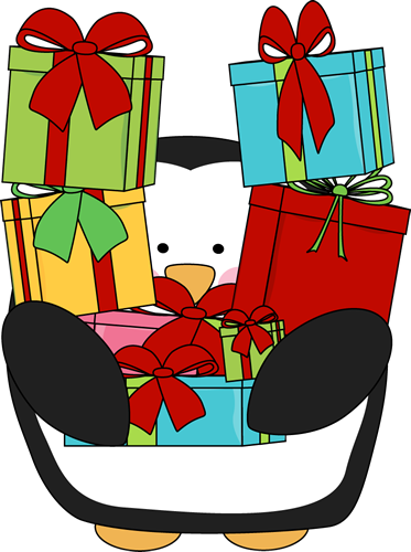 373x500 Penguin Carrying Christmas Presents Clip Art