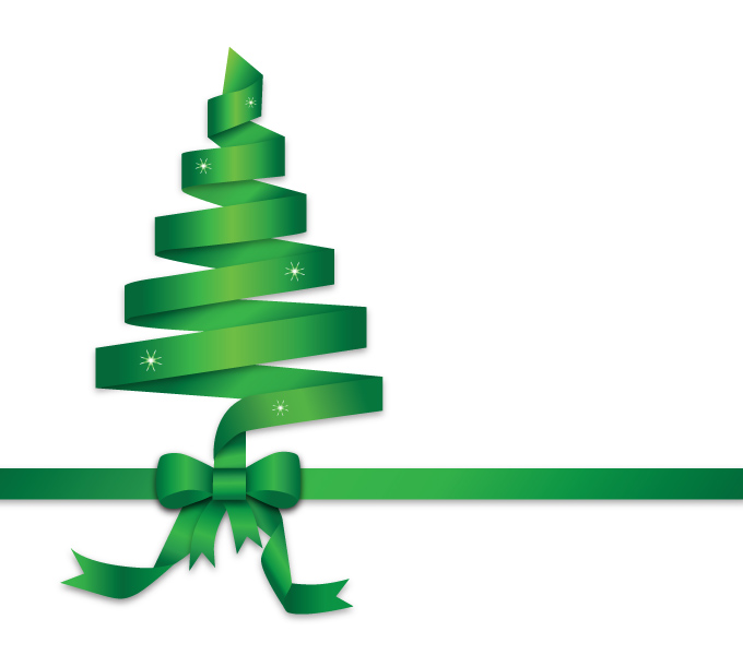 680x600 Green Ribbon Christmas Clipart
