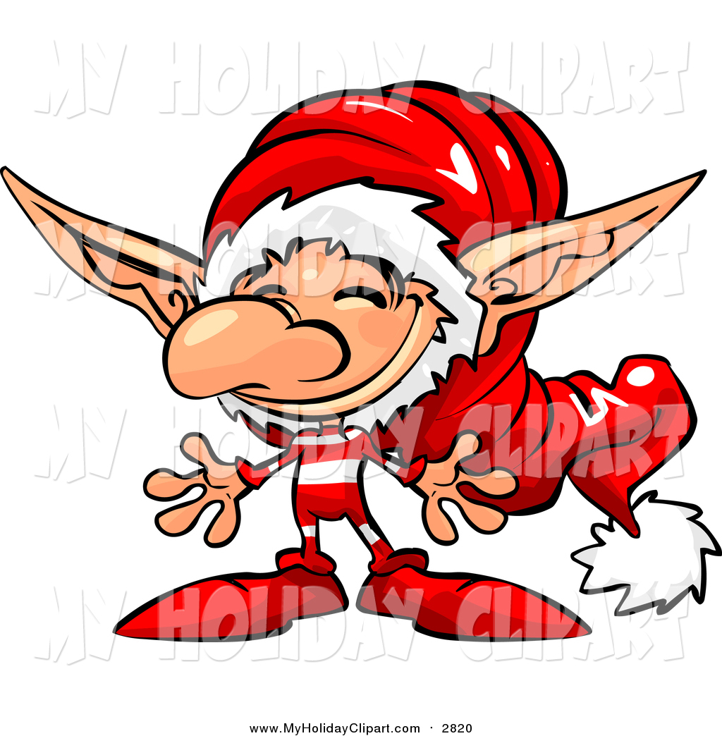 1024x1044 Clip Art Of A Jolly Little Christmas Elf Wearing A Santa Hat By