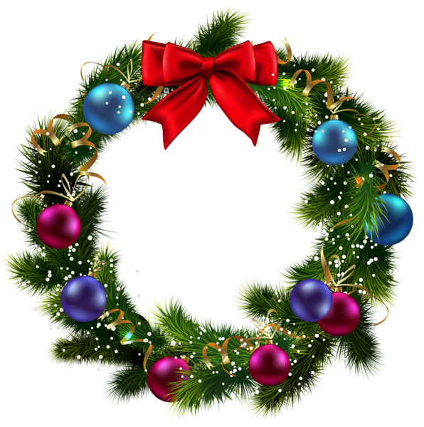 596x600 Transparent Christmas Decorated Wreath Clipart 3d